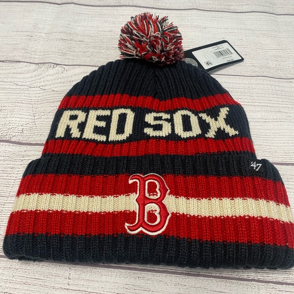 'Boston Red Sox Beanie Knit Hat '47 Brand Pom Winter Cap NWT MLB Sideline - Picture 1 of 4